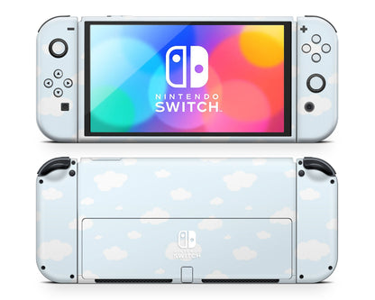 Cute Blue Clouds Nintendo Switch OLED Skin