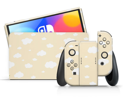 Cute Yellow Clouds Nintendo Switch OLED Skin