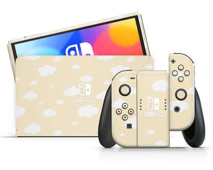 Cute Yellow Clouds Nintendo Switch OLED Skin