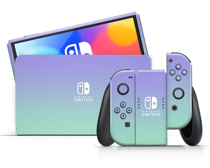 Pastel Lavender Teal Gradient Nintendo Switch OLED Skin