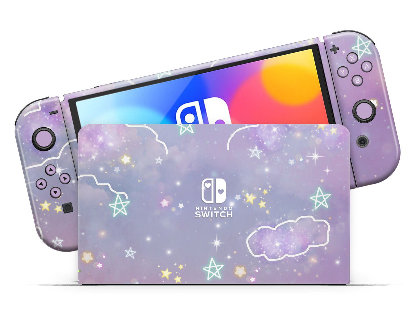 Pastel Purple Galaxy Nintendo Switch OLED Skin