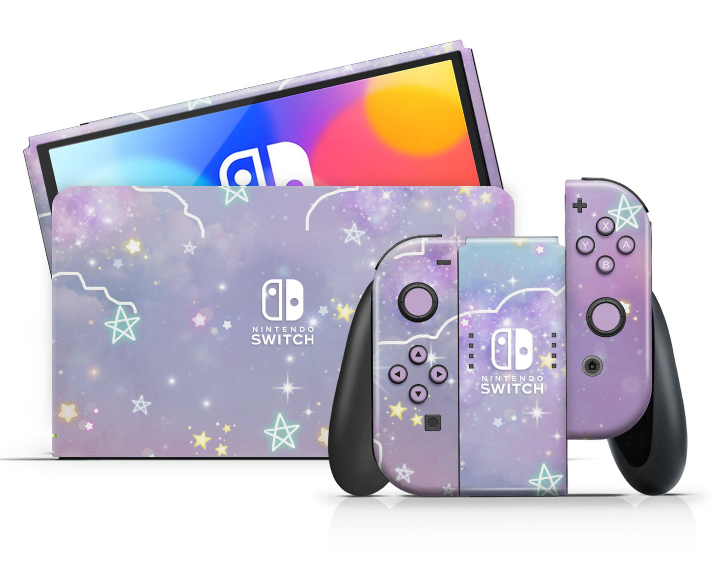 Pastel Purple Galaxy Nintendo Switch OLED Skin