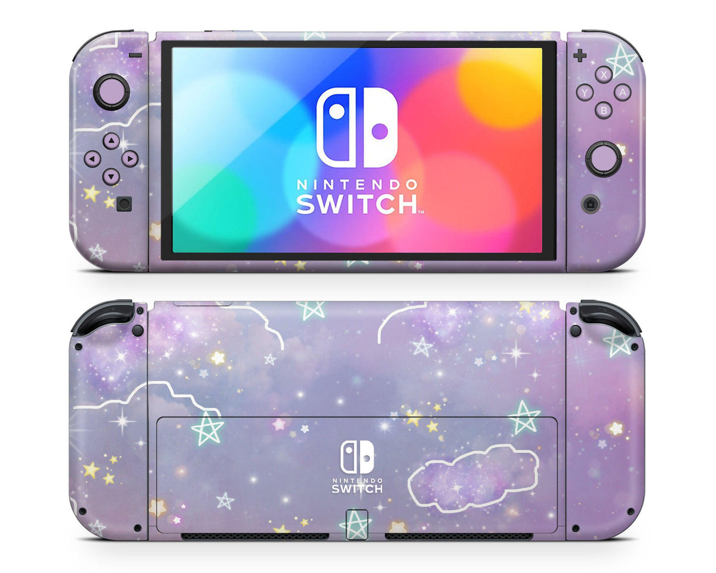 Pastel Purple Galaxy Nintendo Switch OLED Skin