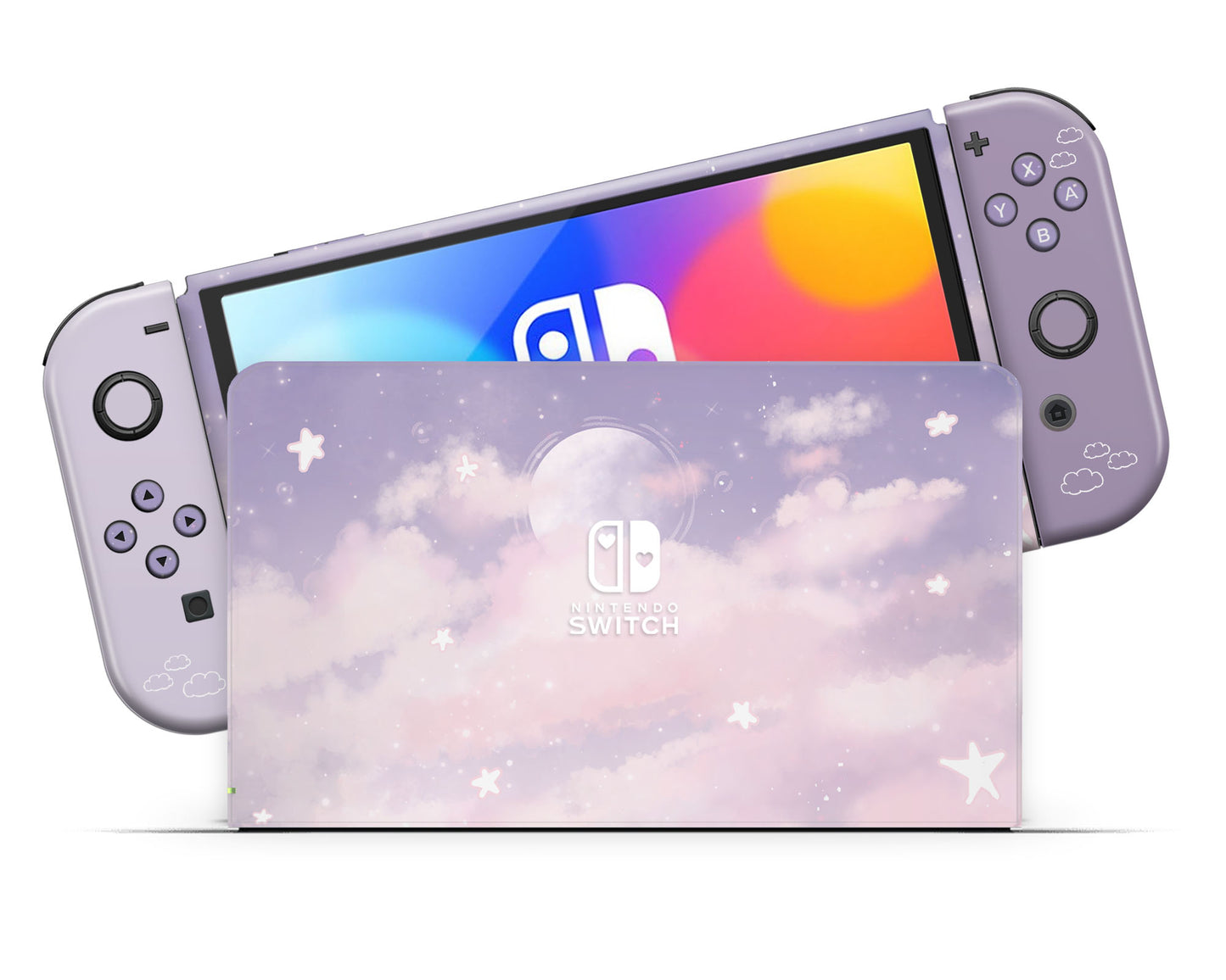 Purple Clouds Nintendo Switch OLED Skin