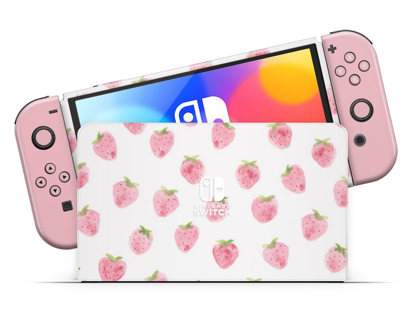 Strawberry Pattern Cute Nintendo Switch OLED Skin