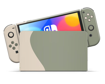 Two Tone Wild Sage Green Cream Nintendo Switch OLED Skin