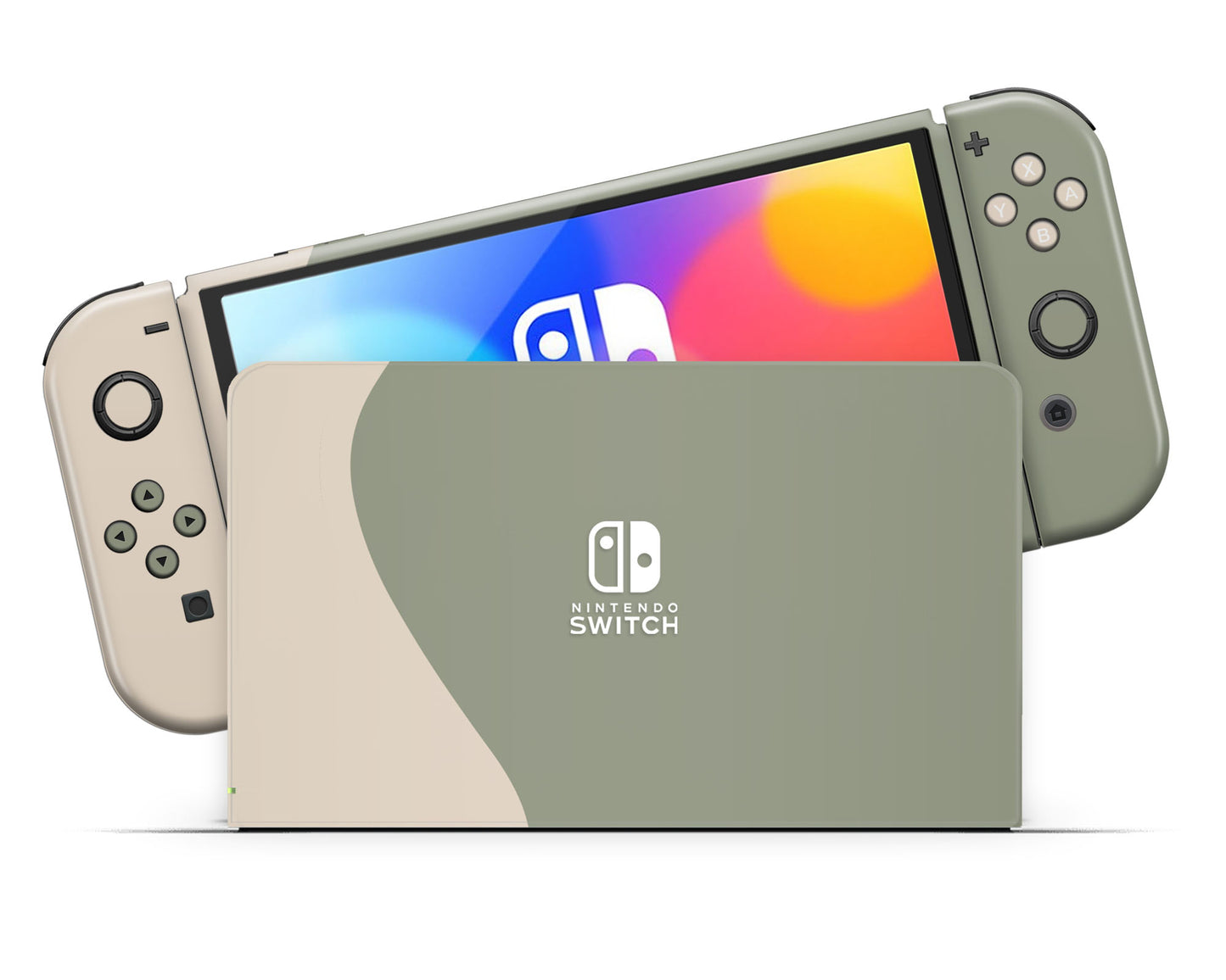 Two Tone Wild Sage Green Cream Nintendo Switch OLED Skin