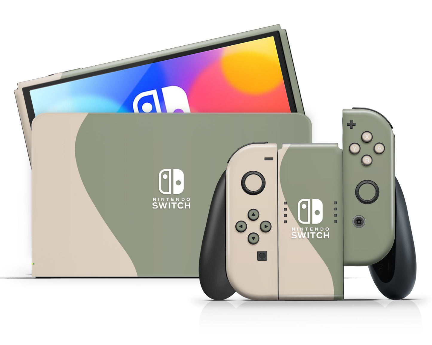 Two Tone Wild Sage Green Cream Nintendo Switch OLED Skin