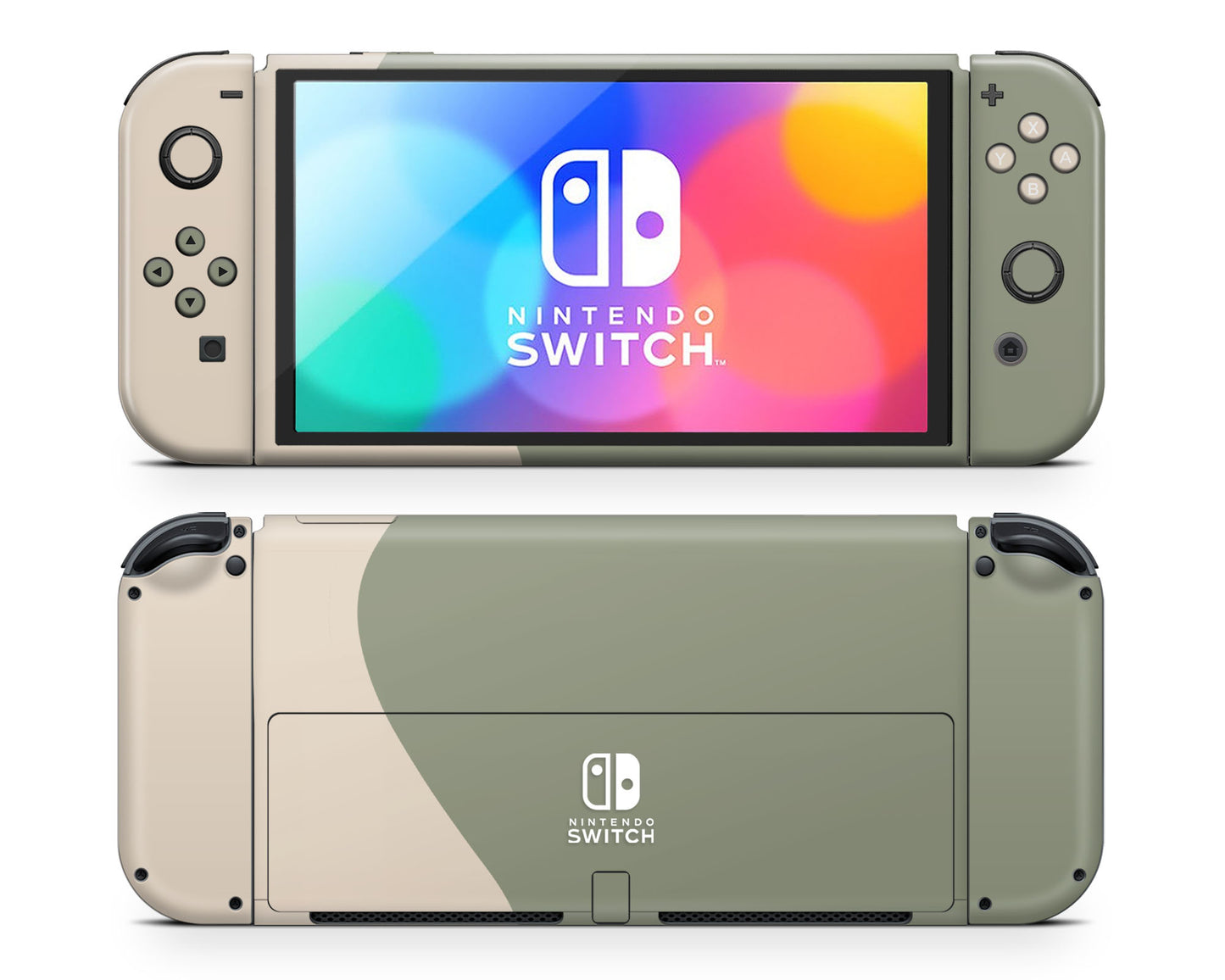 Two Tone Wild Sage Green Cream Nintendo Switch OLED Skin