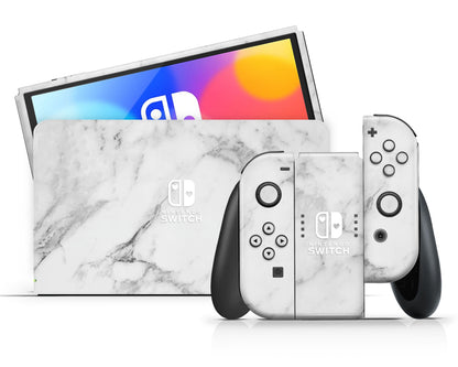 White Marble Nintendo Switch OLED Skin