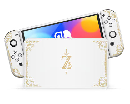 Legend of Zelda White Gold Nintendo Switch OLED Skin